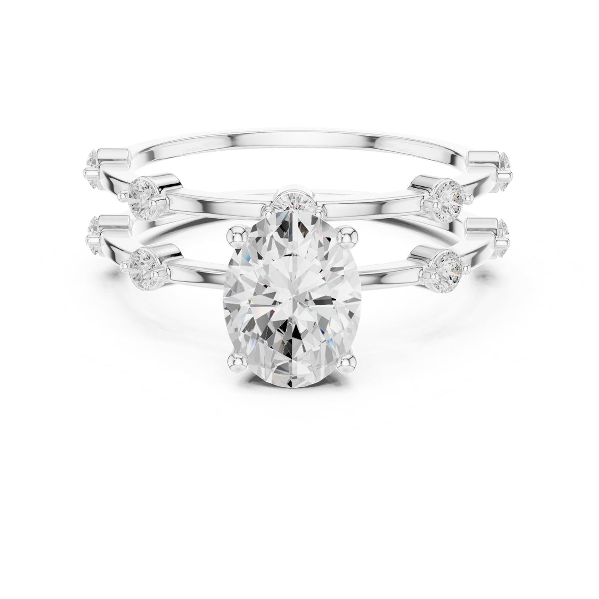 Oval Accented Lab Grown Diamond Engagement Ring