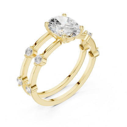 Oval Accented Lab Grown Diamond Engagement Ring