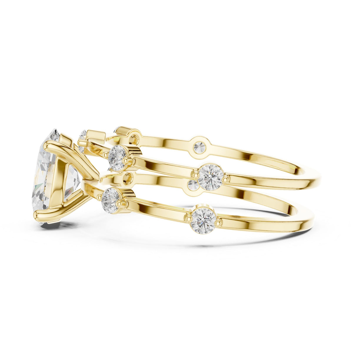 Oval Accented Lab Grown Diamond Engagement Ring