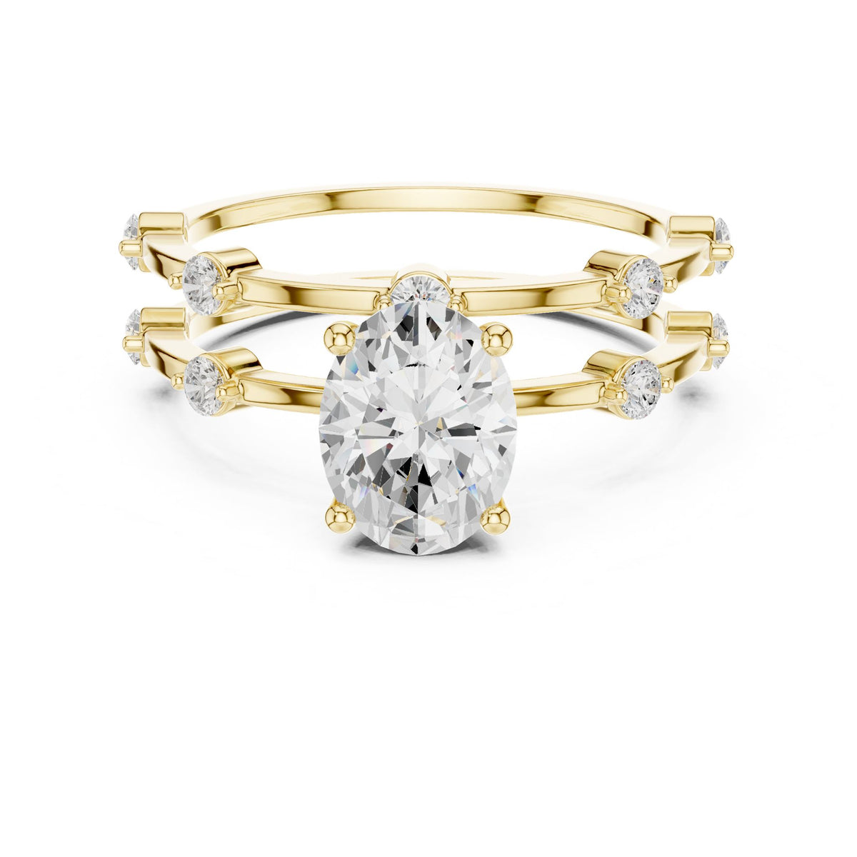 Oval Accented Lab Grown Diamond Engagement Ring