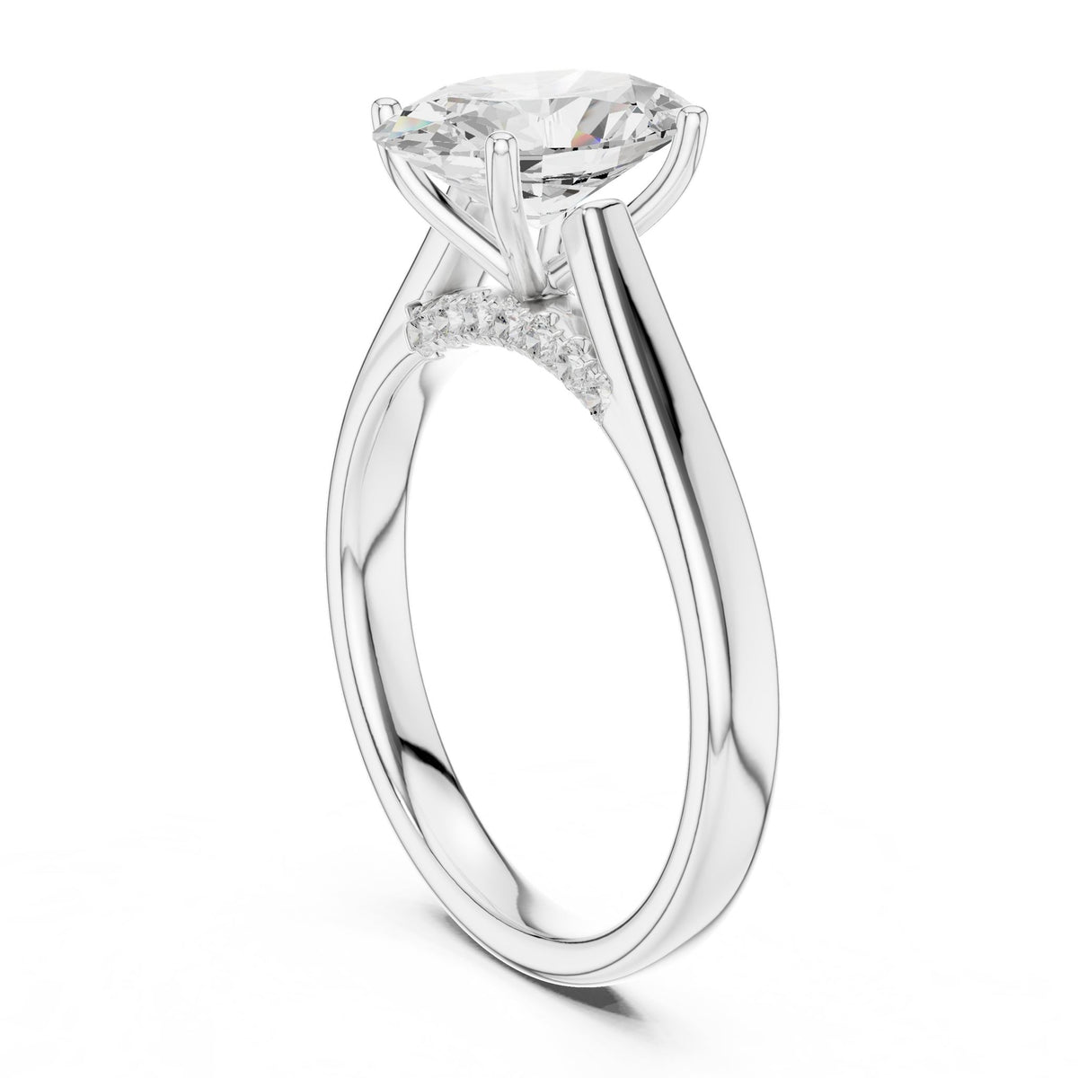 Oval Accented Lab Grown Diamond Engagement Ring