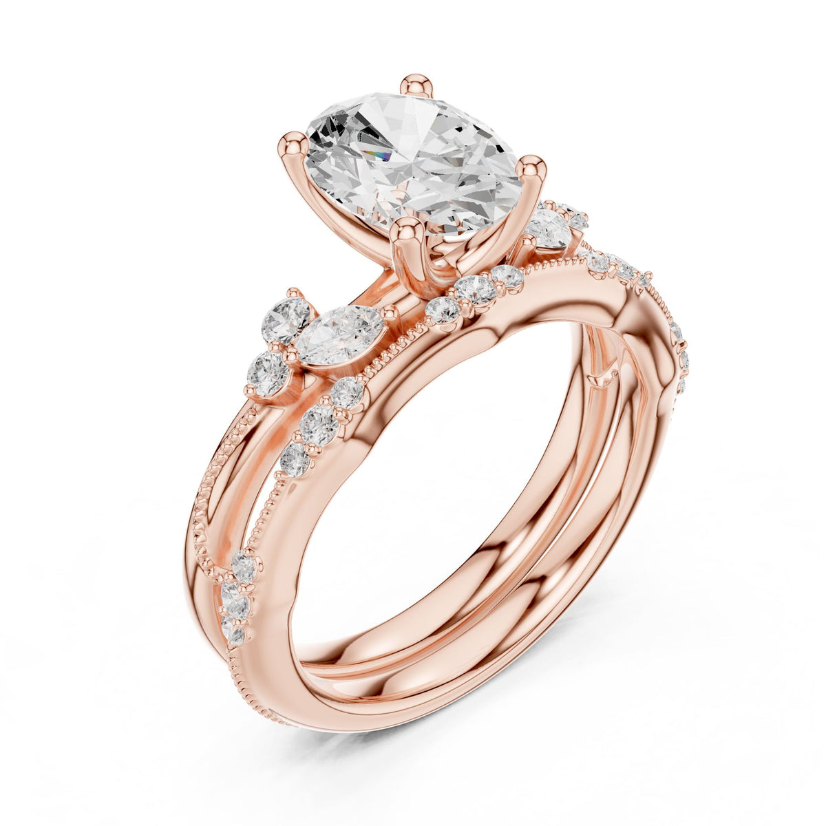 Oval Accented Lab Grown Diamond Engagement Ring