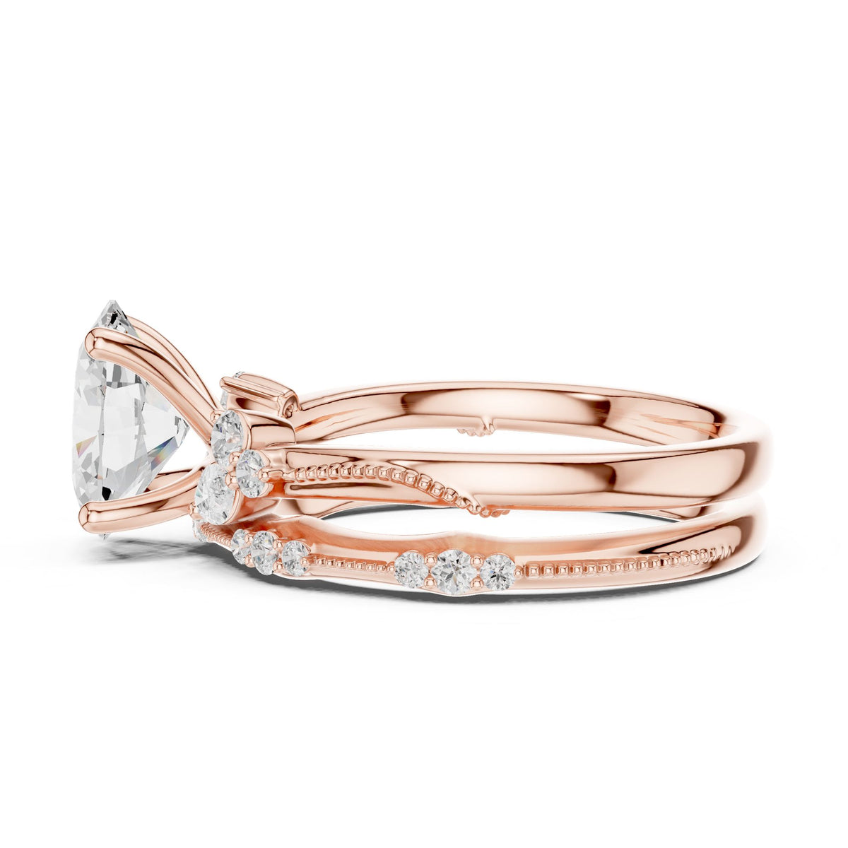 Oval Accented Lab Grown Diamond Engagement Ring