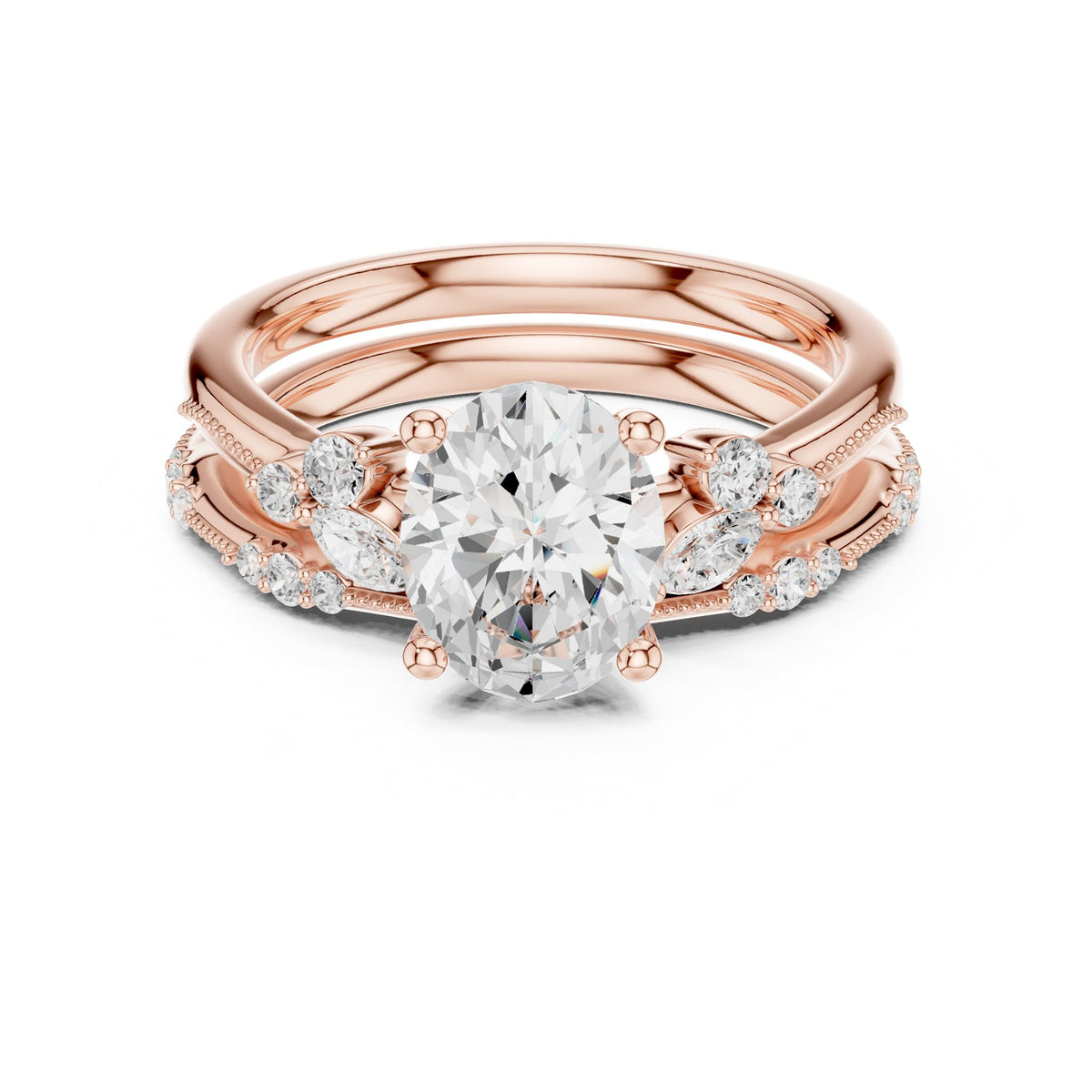 Oval Accented Lab Grown Diamond Engagement Ring