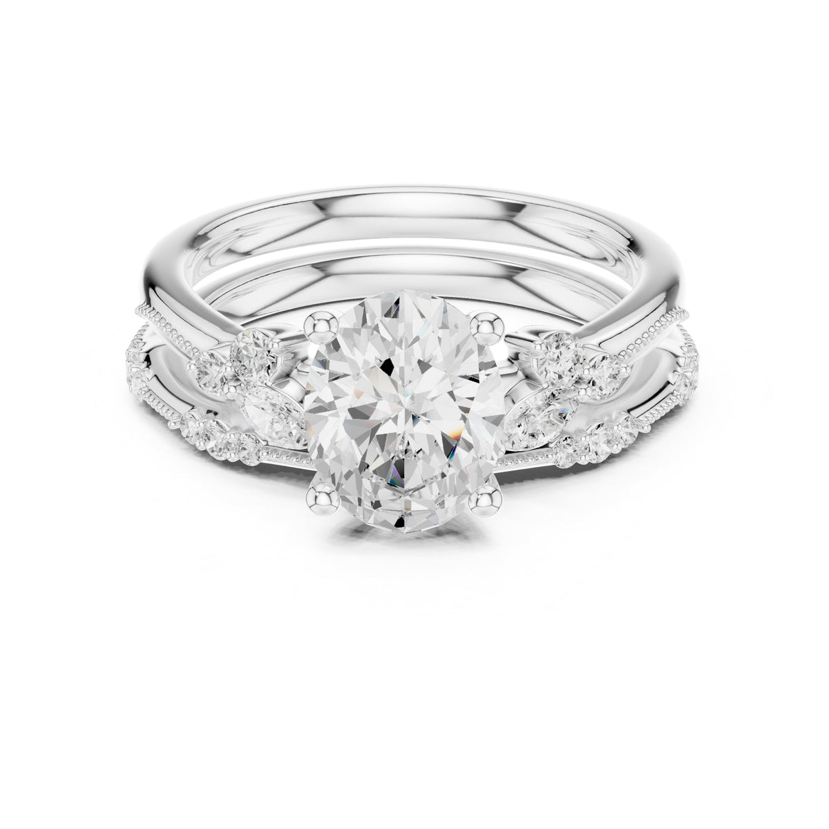Oval Accented Lab Grown Diamond Engagement Ring