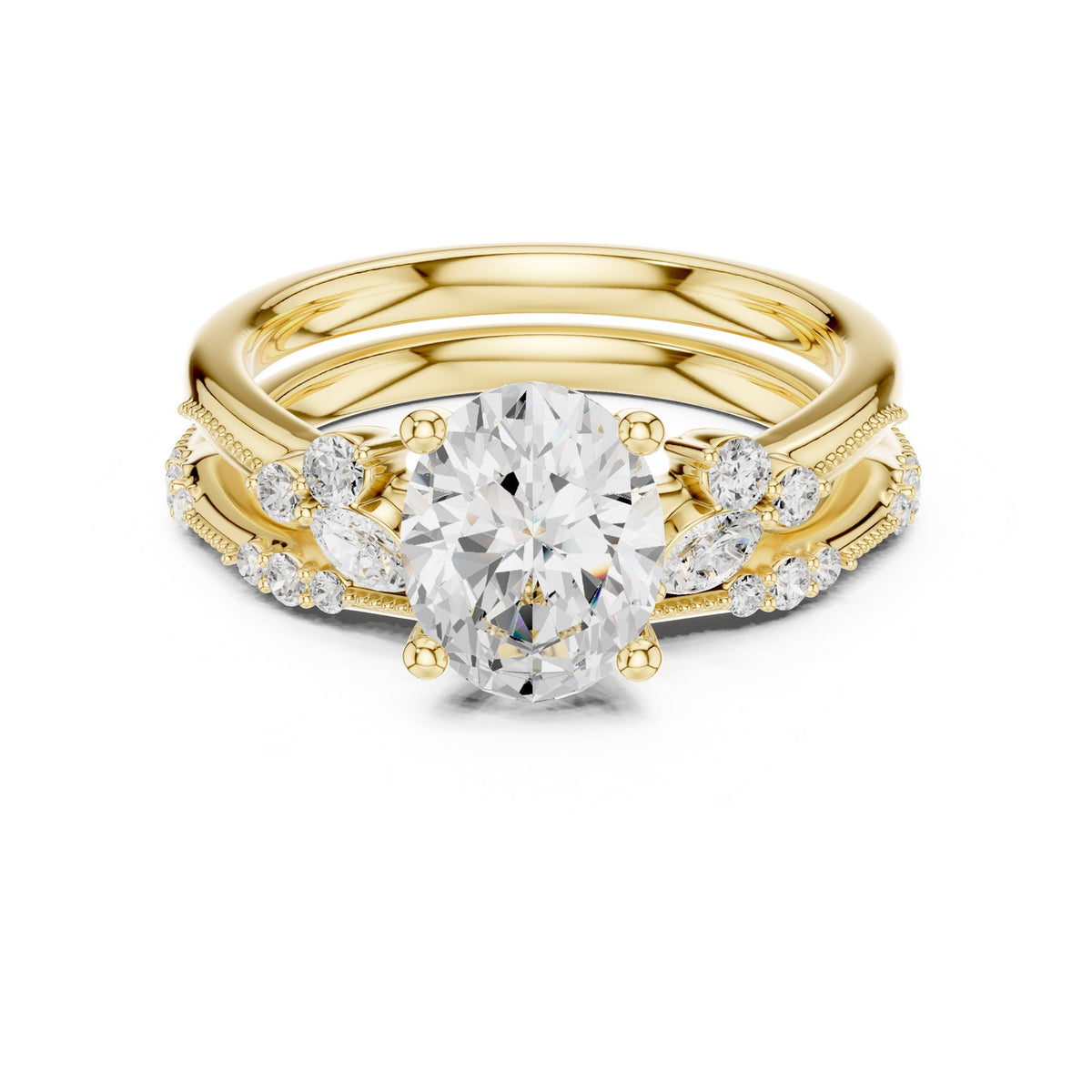 Oval Accented Lab Grown Diamond Engagement Ring