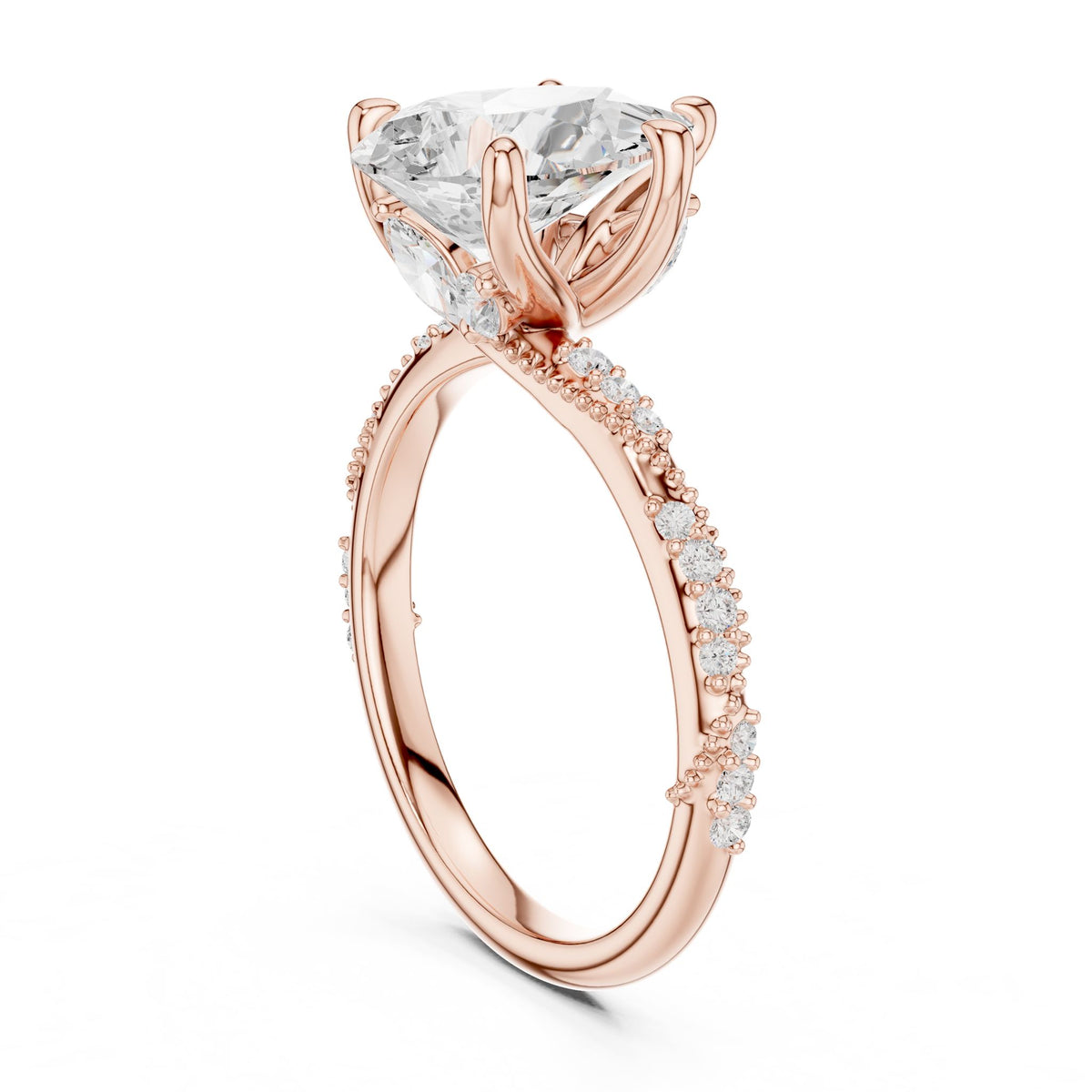 Oval Accented Lab Grown Diamond Engagement Ring