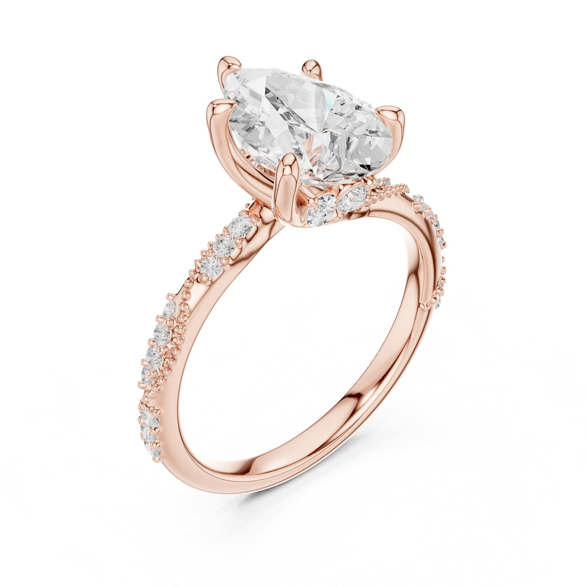 Oval Accented Lab Grown Diamond Engagement Ring