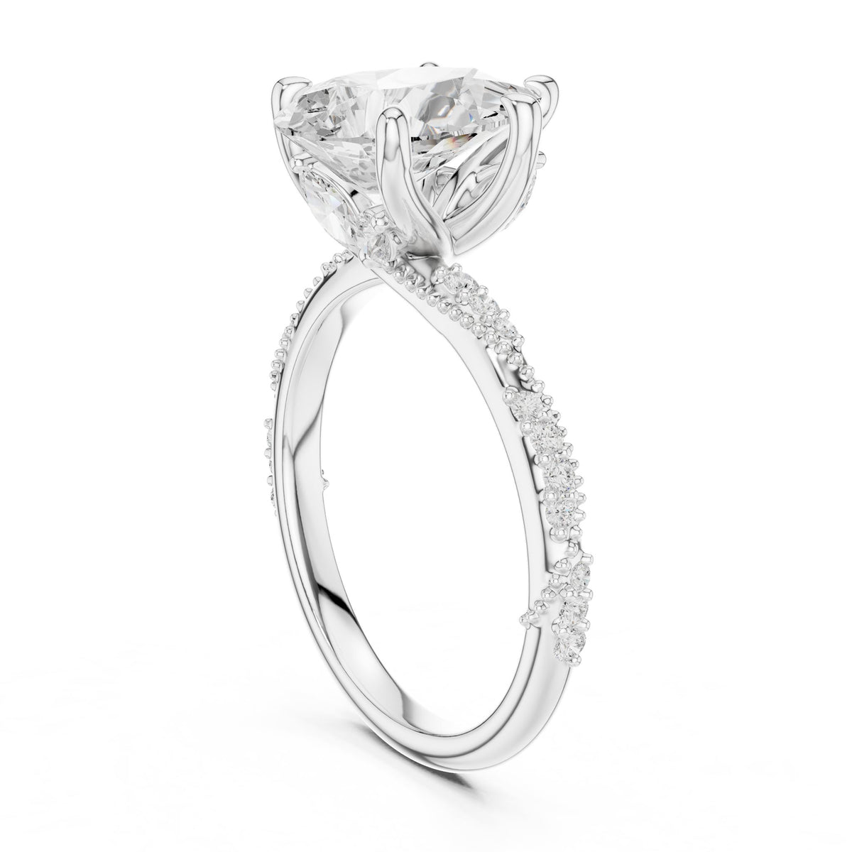 Oval Accented Lab Grown Diamond Engagement Ring