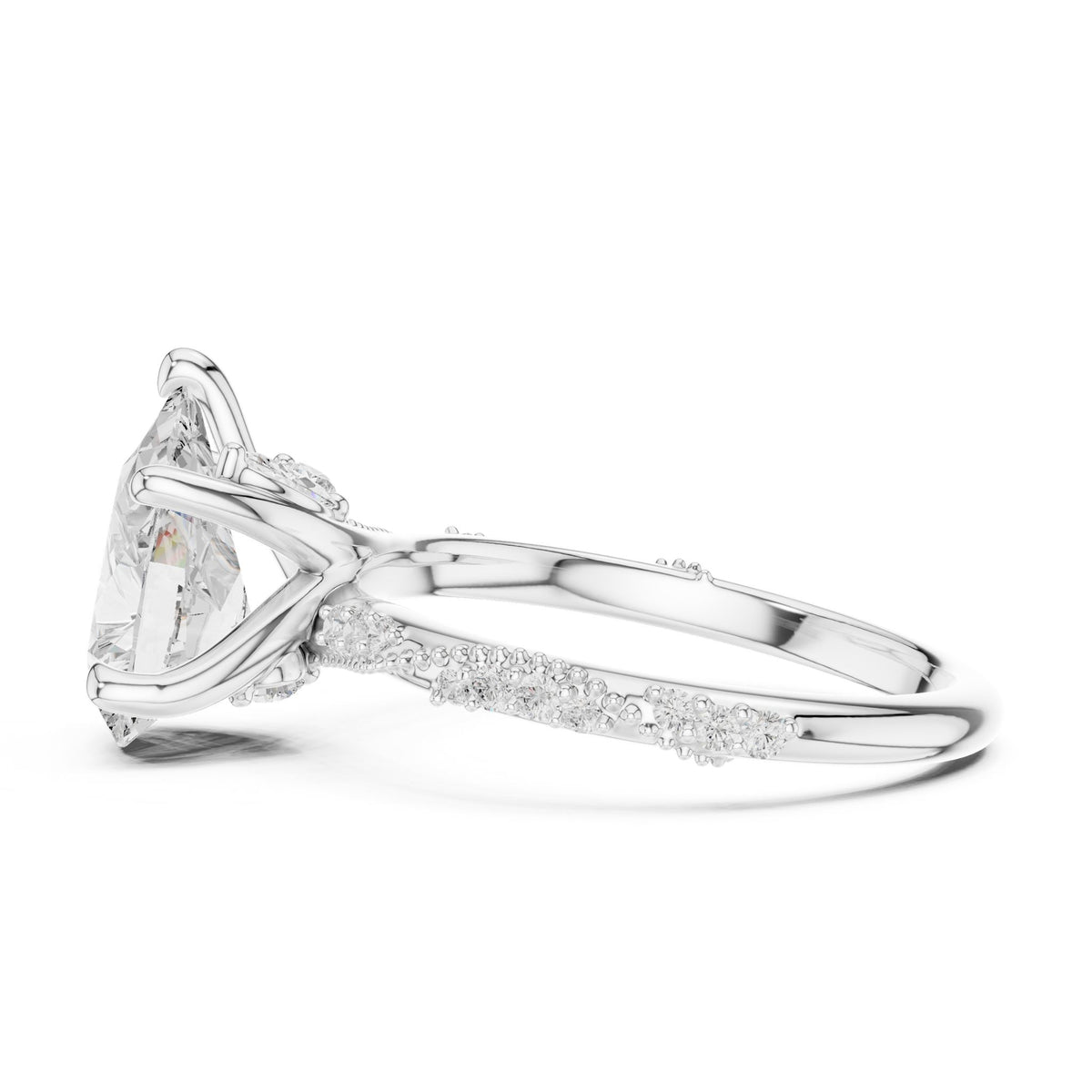 Oval Accented Lab Grown Diamond Engagement Ring