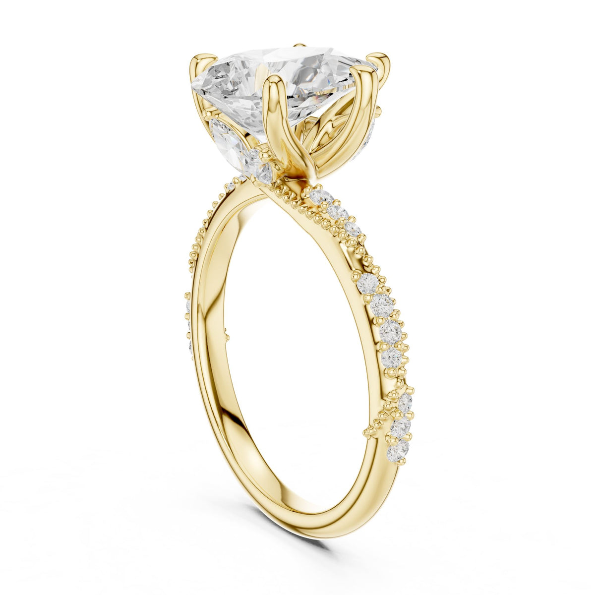 Oval Accented Lab Grown Diamond Engagement Ring