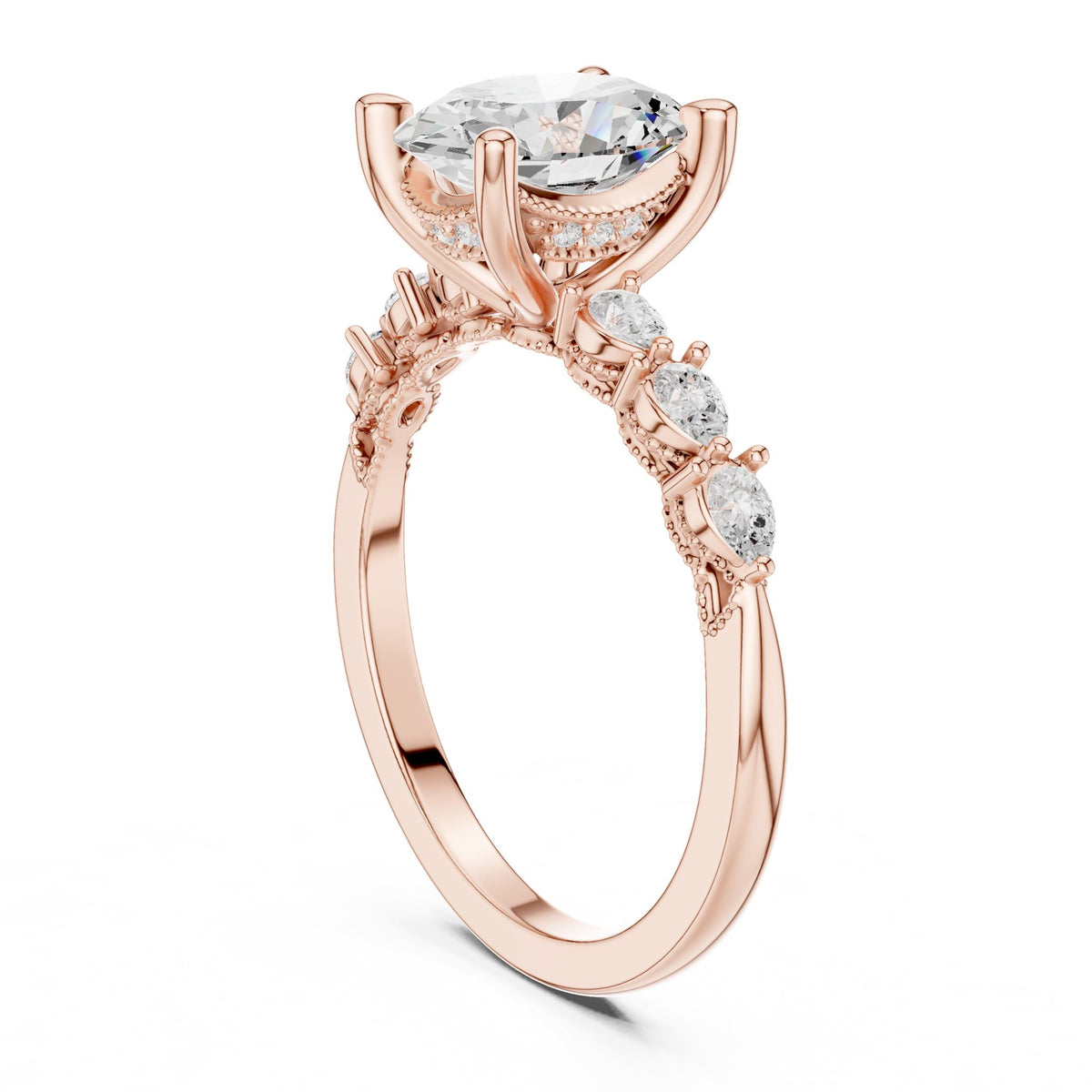 Oval Accented Lab Grown Diamond Engagement Ring