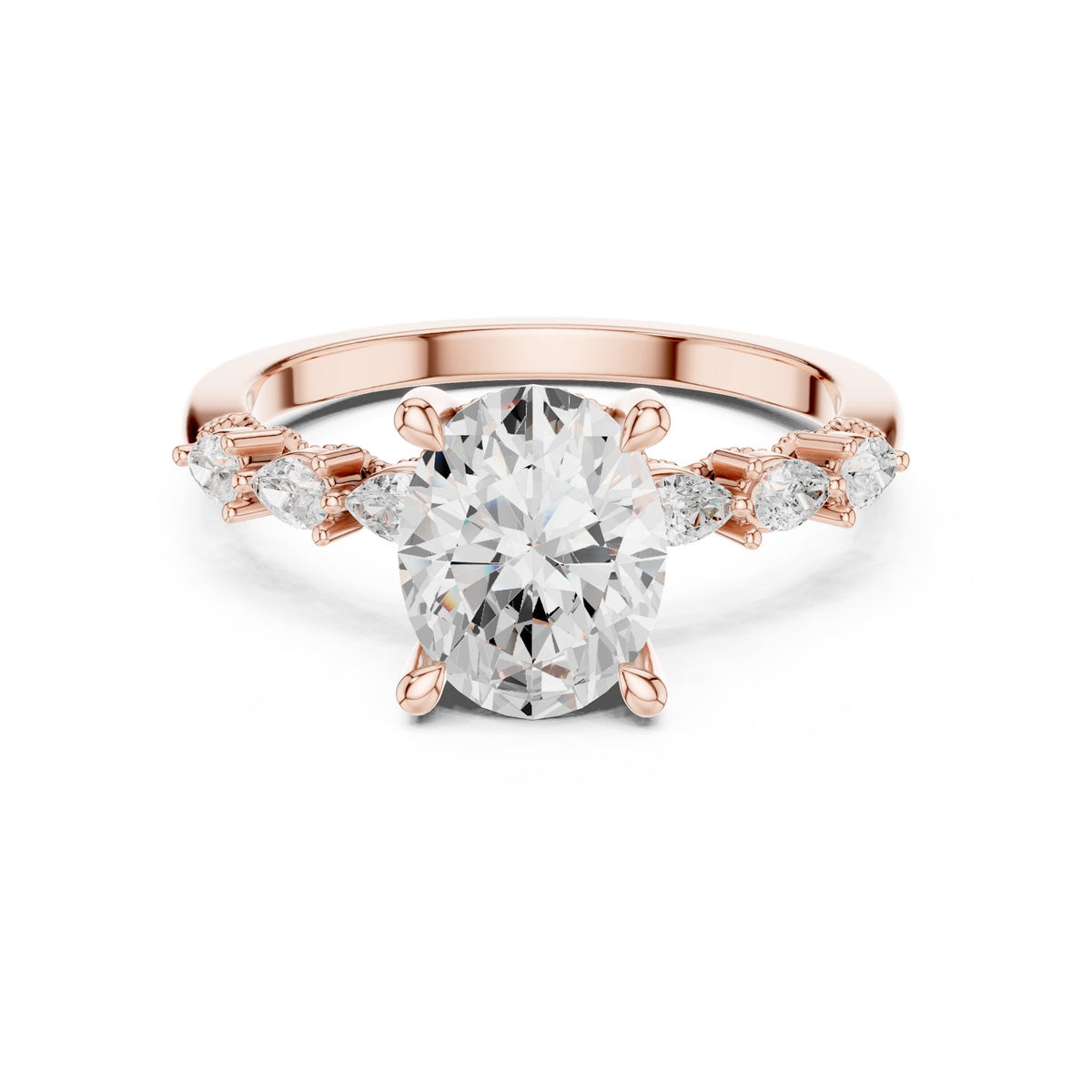 Oval Accented Lab Grown Diamond Engagement Ring