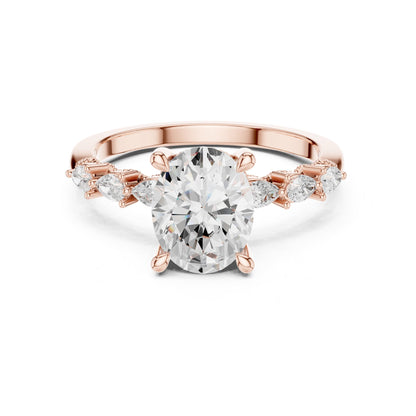 Oval Accented Lab Grown Diamond Engagement Ring