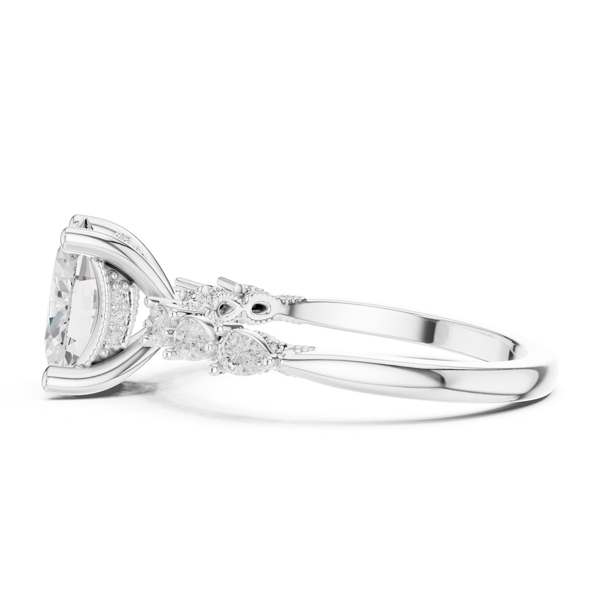 Oval Accented Lab Grown Diamond Engagement Ring