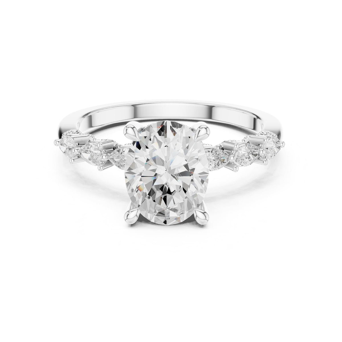 Oval Accented Lab Grown Diamond Engagement Ring