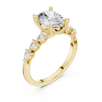 Oval Accented Lab Grown Diamond Engagement Ring