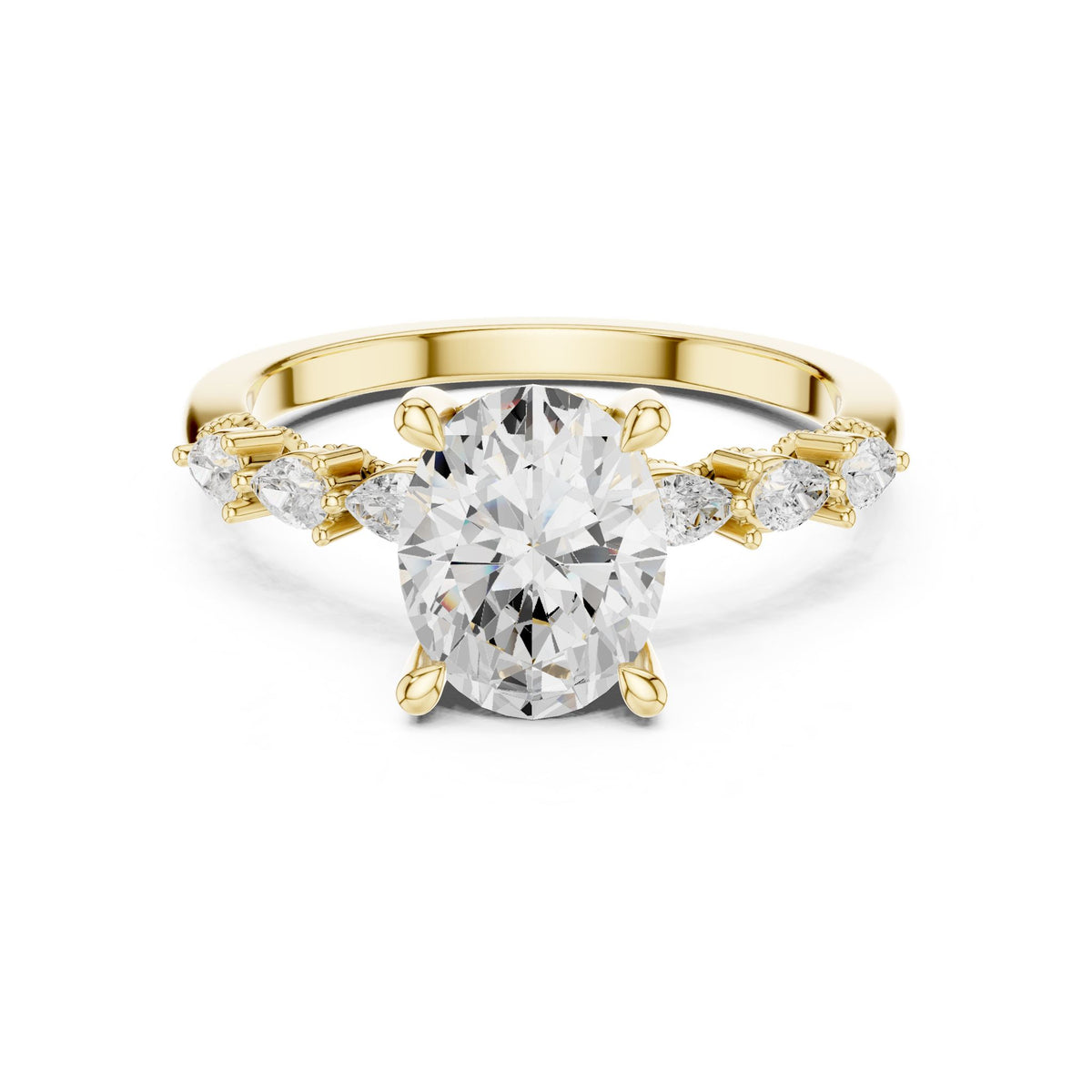 Oval Accented Lab Grown Diamond Engagement Ring