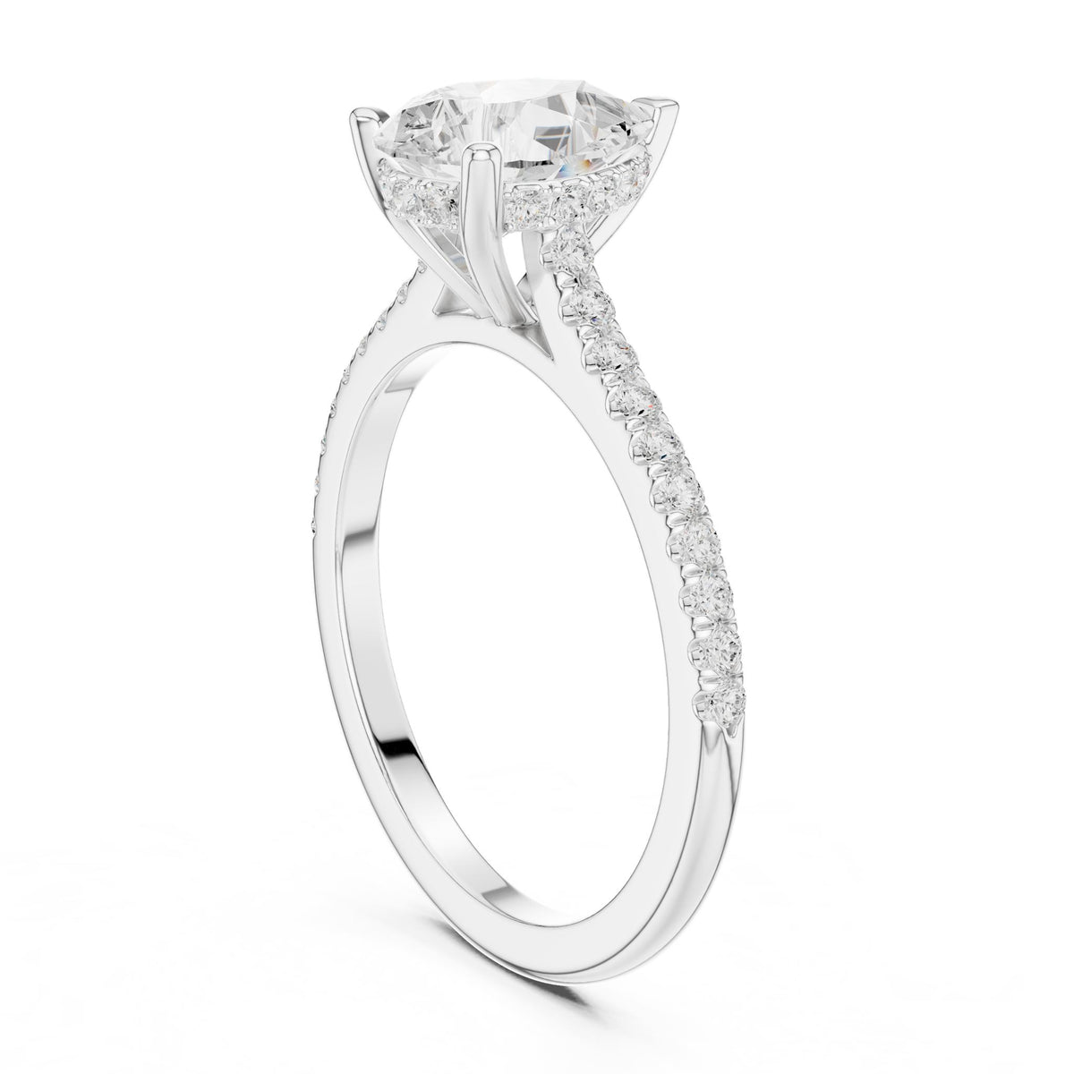 Oval Accented Lab Grown Diamond Engagement Ring