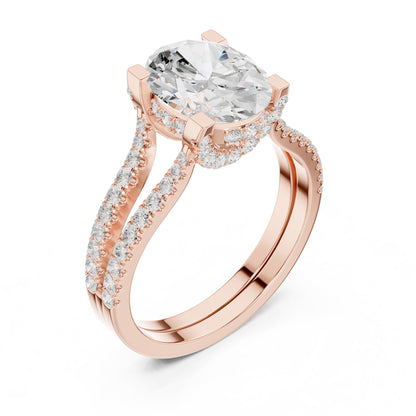 Oval Accented Lab Grown Diamond Engagement Ring