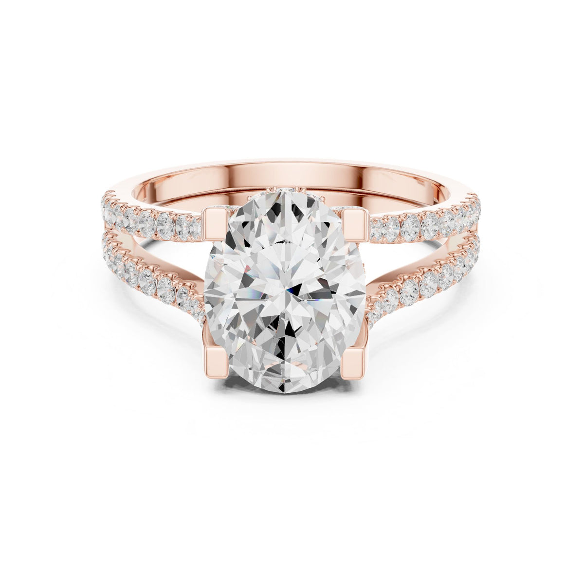 Oval Accented Lab Grown Diamond Engagement Ring