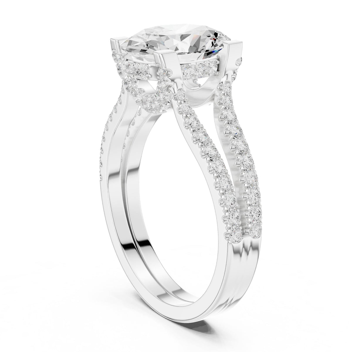 Oval Accented Lab Grown Diamond Engagement Ring