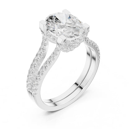 Oval Accented Lab Grown Diamond Engagement Ring