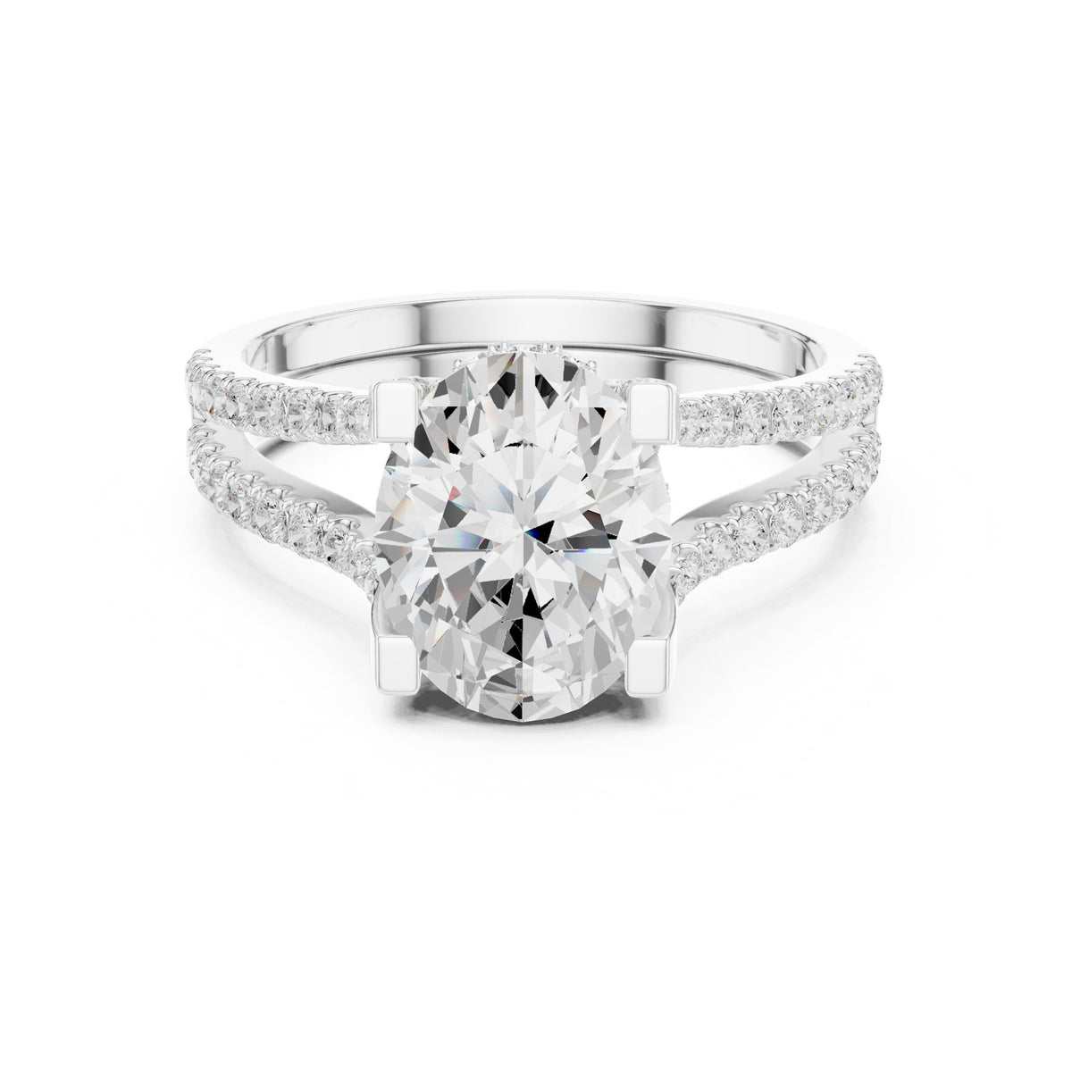 Oval Accented Lab Grown Diamond Engagement Ring