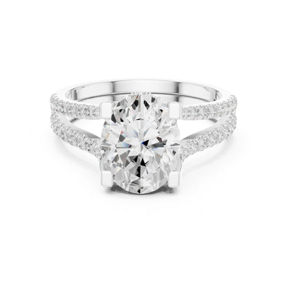 Oval Accented Lab Grown Diamond Engagement Ring