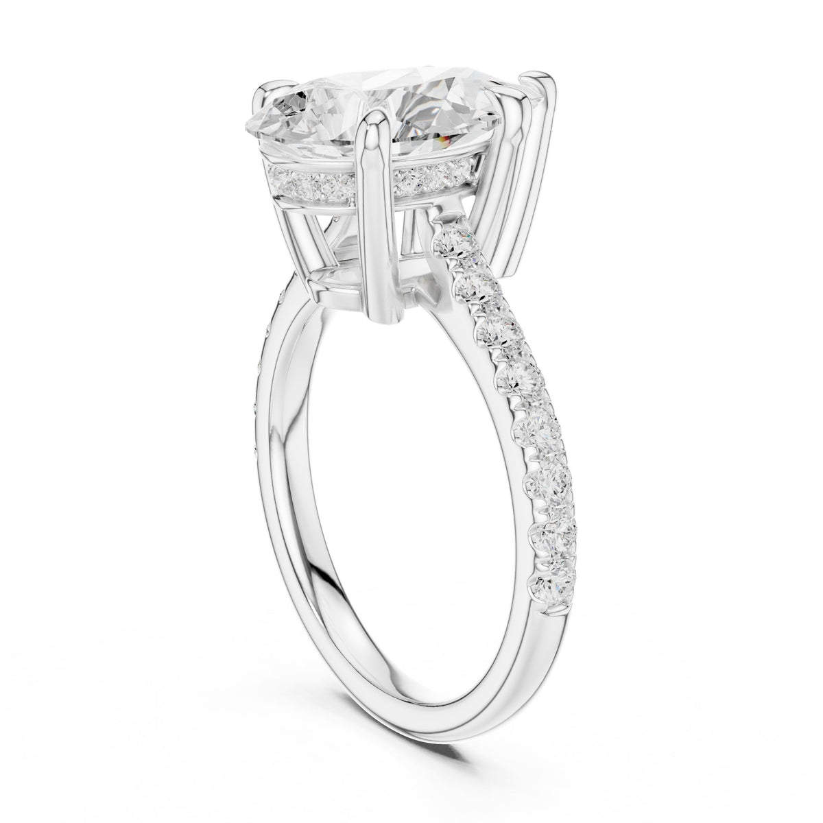 Oval Accented Lab Grown Diamond Engagement Ring