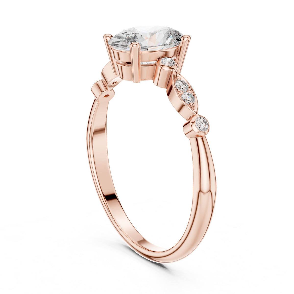 Oval Accented Lab Grown Diamond Engagement Ring
