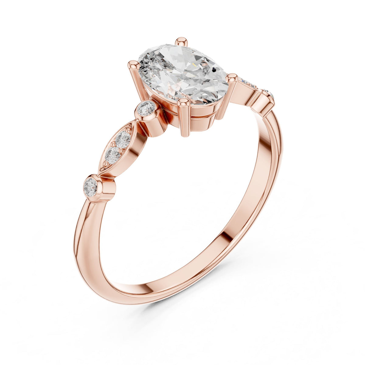 Oval Accented Lab Grown Diamond Engagement Ring