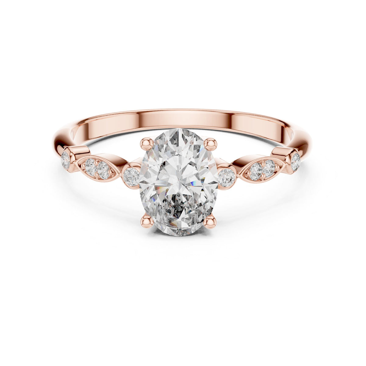 Oval Accented Lab Grown Diamond Engagement Ring