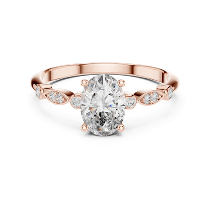 Oval Accented Lab Grown Diamond Engagement Ring