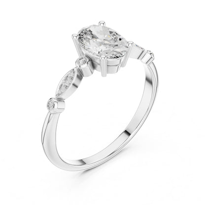 Oval Accented Lab Grown Diamond Engagement Ring