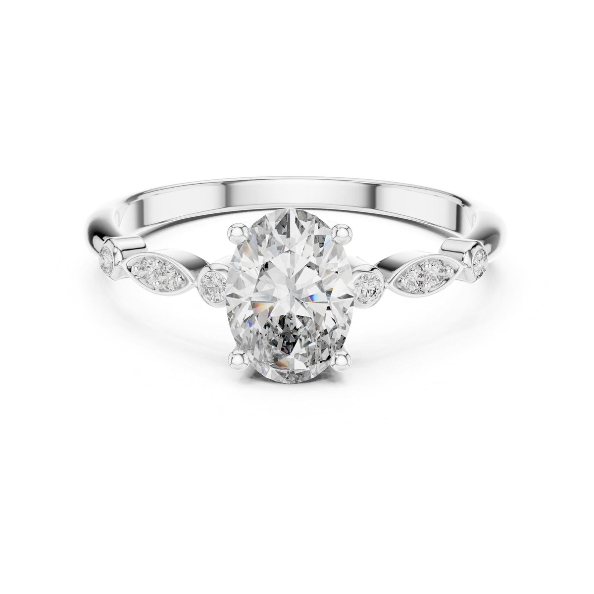 Oval Accented Lab Grown Diamond Engagement Ring