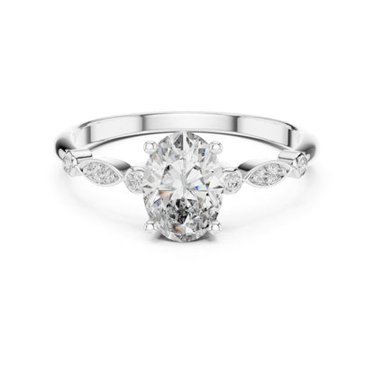 Oval Accented Lab Grown Diamond Engagement Ring