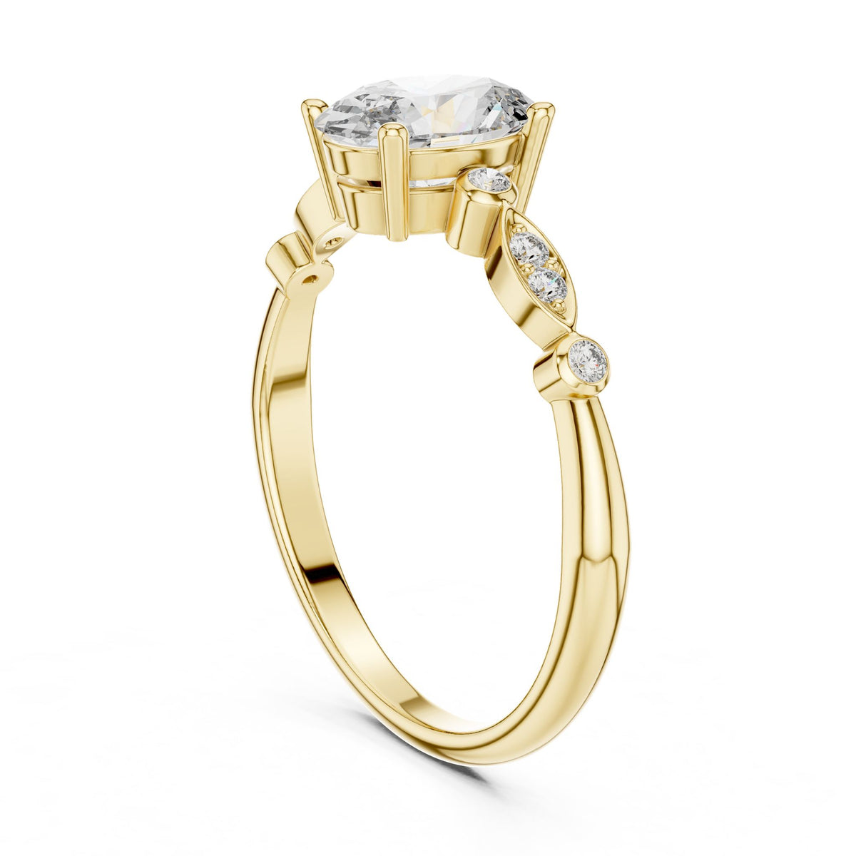 Oval Accented Lab Grown Diamond Engagement Ring