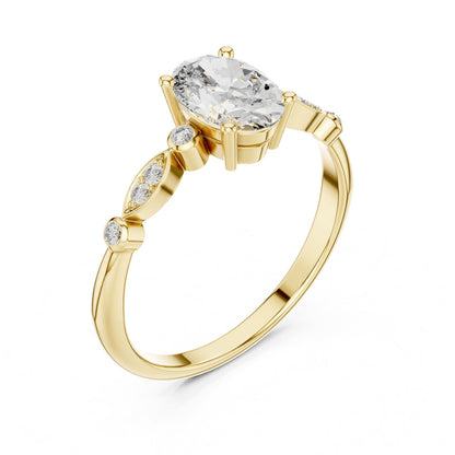 Oval Accented Lab Grown Diamond Engagement Ring