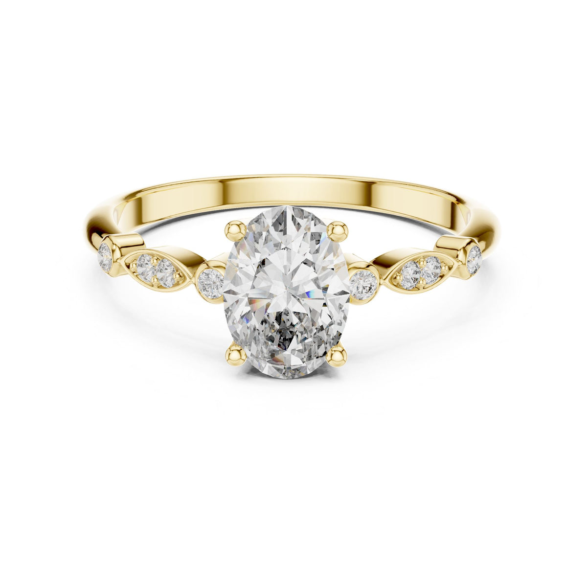 Oval Accented Lab Grown Diamond Engagement Ring