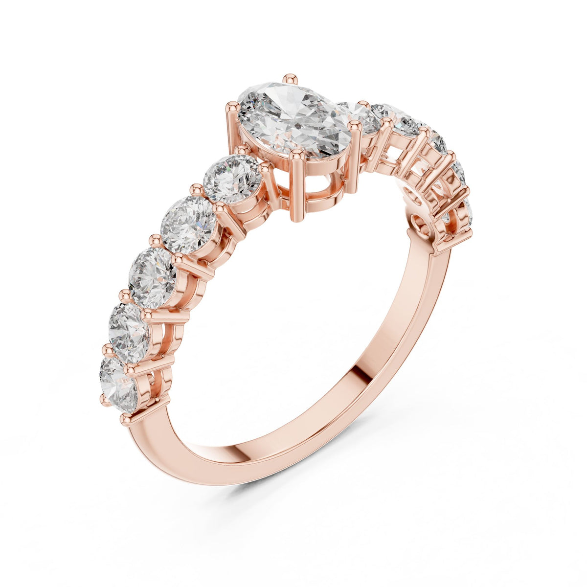 Oval Accented Lab Grown Diamond Engagement Ring