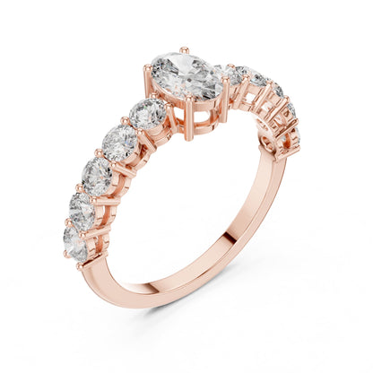 Oval Accented Lab Grown Diamond Engagement Ring