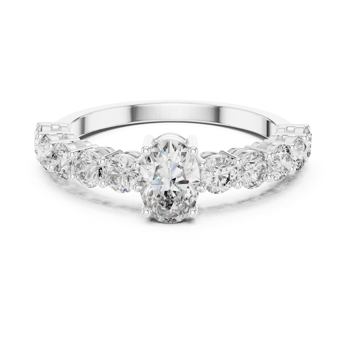 Oval Accented Lab Grown Diamond Engagement Ring