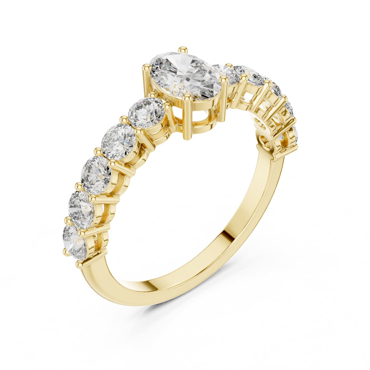 Oval Accented Lab Grown Diamond Engagement Ring