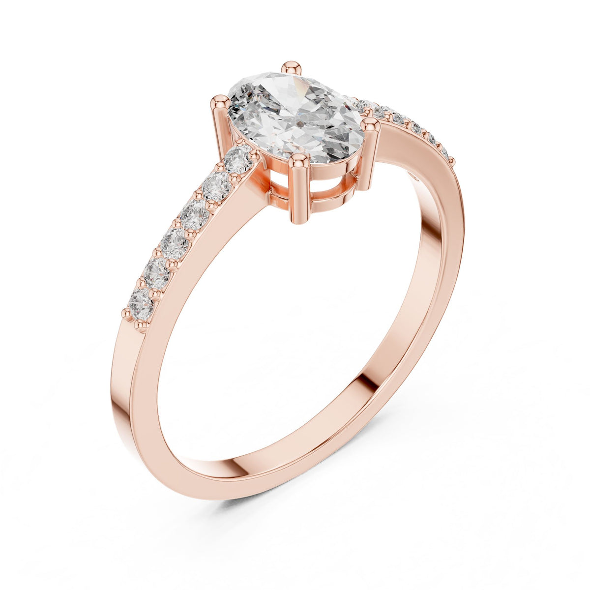 Oval Accented Lab Grown Diamond Engagement Ring