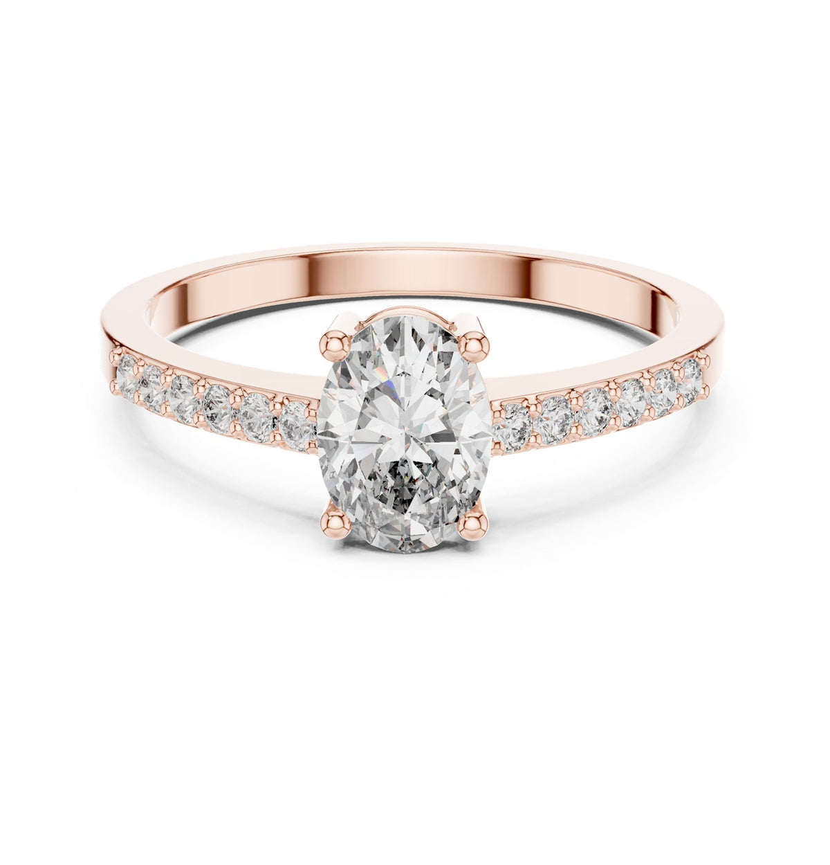 Oval Accented Lab Grown Diamond Engagement Ring