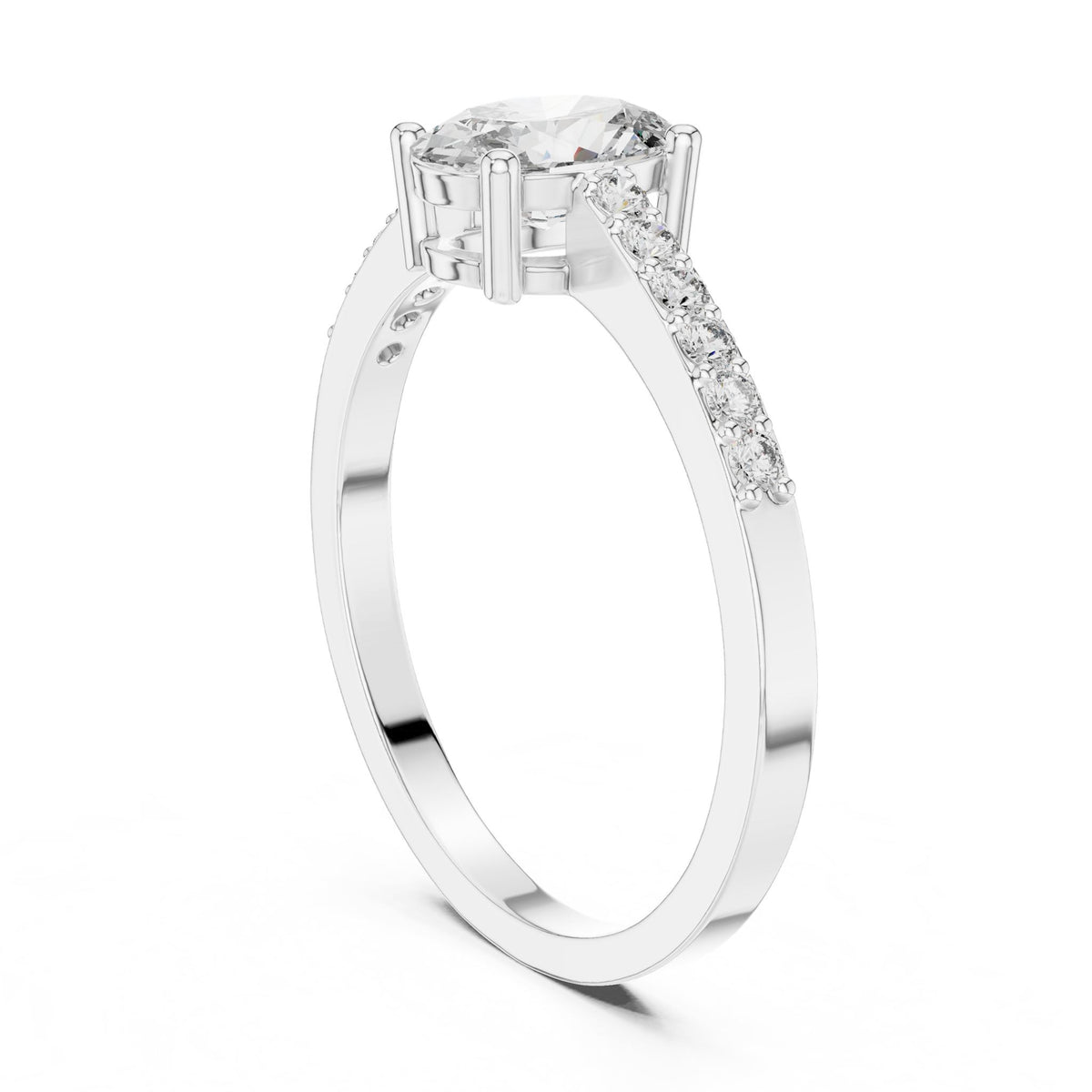 Oval Accented Lab Grown Diamond Engagement Ring