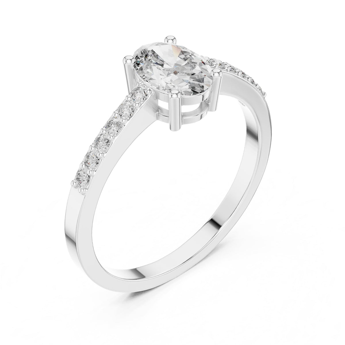 Oval Accented Lab Grown Diamond Engagement Ring