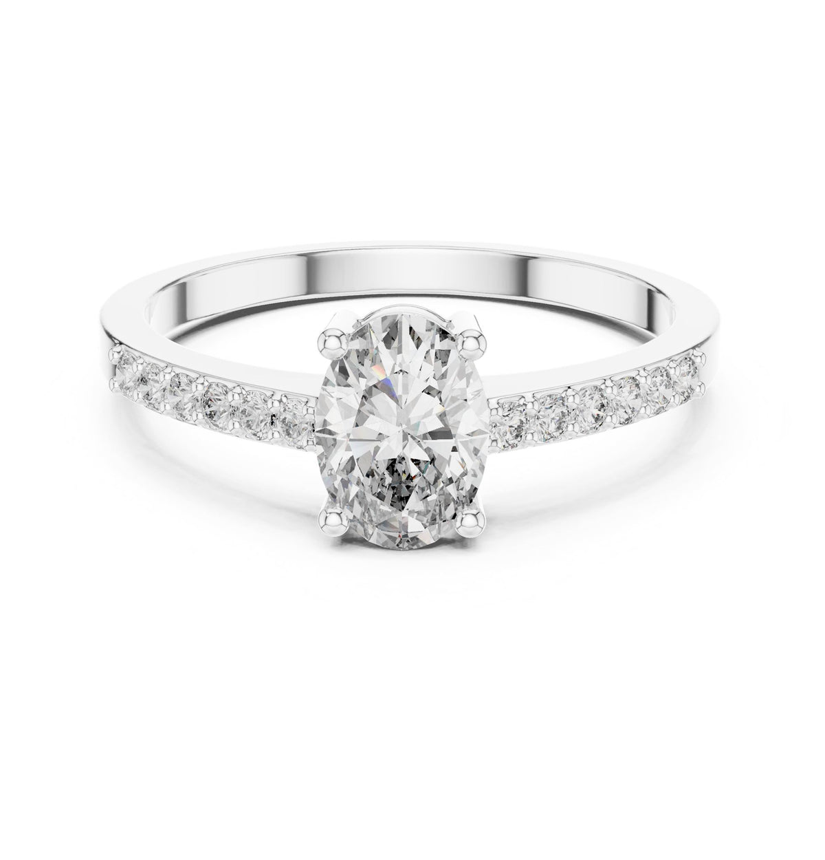 Oval Accented Lab Grown Diamond Engagement Ring