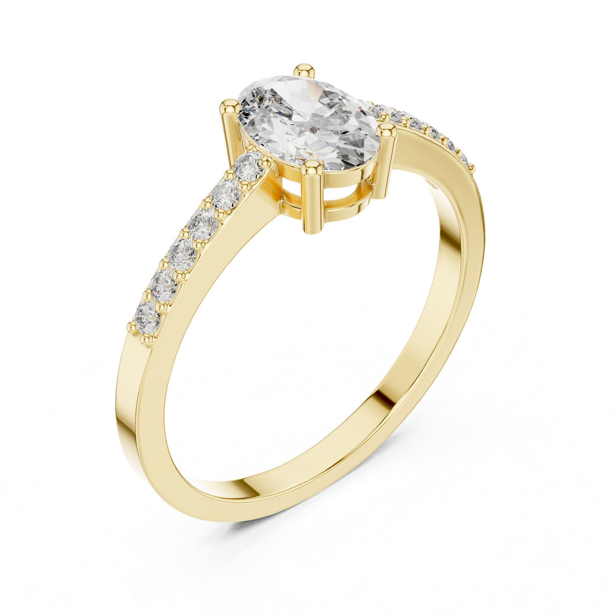 Oval Accented Lab Grown Diamond Engagement Ring